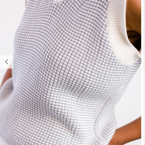 NWT ABLE Liza V-Neck Sweater Vest - Size XXL Color SLATE BLUE/ALMOND STRIPE - Picture 3 of 11